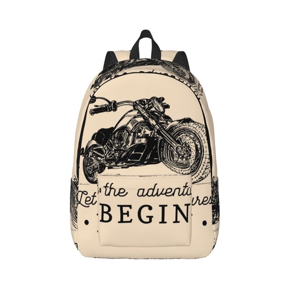Yiaed Let The Adventure Begin Print Backpack, Premium Laptop Backpack, Travel Backpack for Women, Lightweight Backpacks, Comfortable Back Pack-Medium