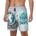 thumbnail image 1 of Yiaed Let's go Travel Around the World Print Mens Swim Trunks Bathing Suit Compression Liner Beach Swim Shorts Swimwear Quick Dry Zipper Pocket No-Chafing Board Short-, 1 of 6