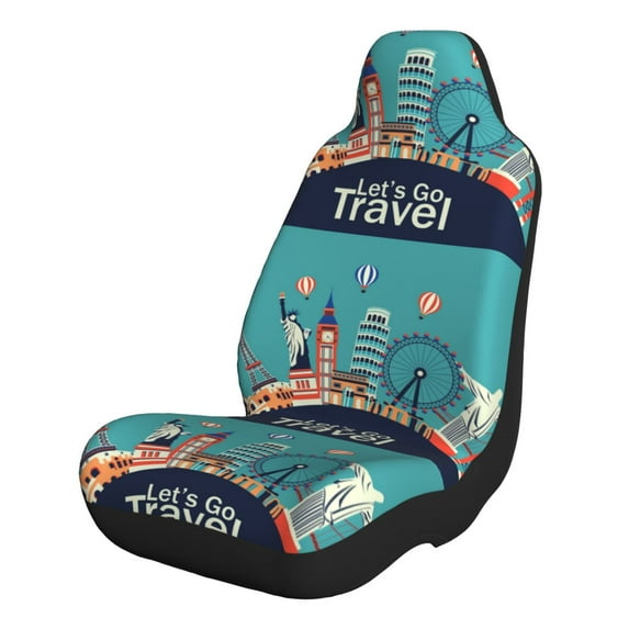 Yiaed Let's go Travel Print Car Seat Covers,Universal Auto Seats Protector Fits for Car,SUV Sedan,Truck,Automotive Seat Covers & Accessories-1