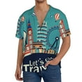 thumbnail image 1 of Yiaed Let's go Travel Print Mens Casual Wrinkle Free Shirts Short Sleeve Button Down Summer Stretch Dress Shirt-Small, 1 of 5