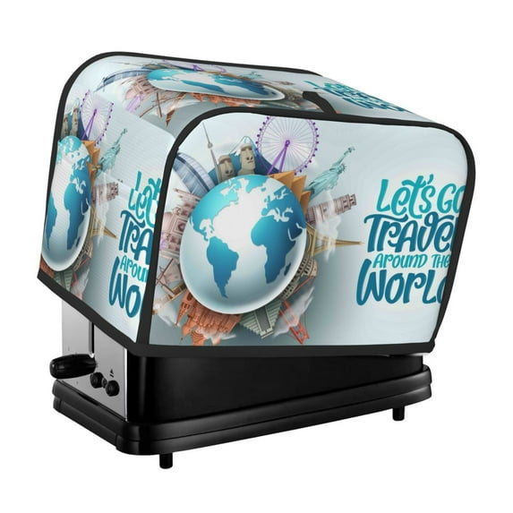 Yiaed Let's go Travel Print Two Slice Bread Machine Cover, Universal Size Kitchen Appliance Cover for Bread Machine,Bread Machine Cover