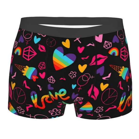 Yiaed Lgbt Rainbow For Pride Print Men's Soft Cotton Boxer Shorts Breathable Boxers Underwear Moisture-Wicking Underwear Stretch Boxer Briefs for Man-XX-Large