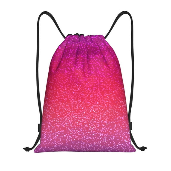 Yiaed Light Purple Glitter Print Drawstring Bags Drawstring Backpack Bulk String Back Pack Gym Sport Bag-Small