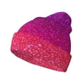 thumbnail image 1 of Yiaed Light Purple Glitter Print Winter Beanie for Men Women, Fleece Lined Beanie Soft Warm Knit Hat Ski Stocking Cuffed Ca, 1 of 6