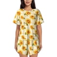 thumbnail image 1 of Yiaed Light Yellow Plaid Sunflower Print Short Sleeve Pajama Sets for Women Casual Crew Neck 2 Piece Lounge Sets Women's Short-Sleeved Pajama-Medium, 1 of 5