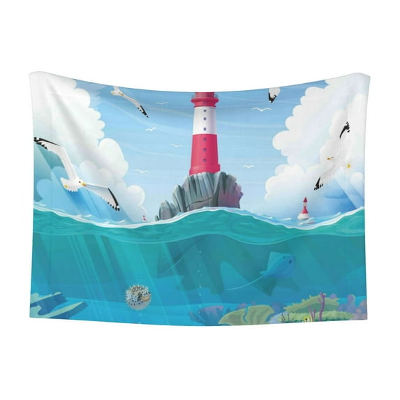 Yiaed Lighthouse Sea Port Print Dog Blankets-Cat Blanket Washable for Couch Protection,Puppy Blanket, Soft Plush Reversible Throw Furniture Protector-Large