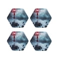 thumbnail image 1 of Yiaed Lighthouse in a Stormy Sea Print Leather Coasters for Drinks - Cup Coasters Coffee Table Kitchen Table Bar, Home & Office Gifts Handmade Drink Coasters-Hexagon, 1 of 6