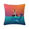 thumbnail image 1 of Yiaed Lighthouse and Whale Print Pillow Covers Super Soft Decorative Square Throw Pillow Covers Case Cushion Covers for Sofa Couch Bedroom Car Decor（No pillow core）-20"x20", 1 of 7