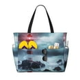 thumbnail image 1 of Yiaed Lighthouse in a Stormy Sea Print Large Capacity Beach Travel Bag - Waterproof Zipper Vacation Tote for Sandproof Storage, and Camping, 1 of 5