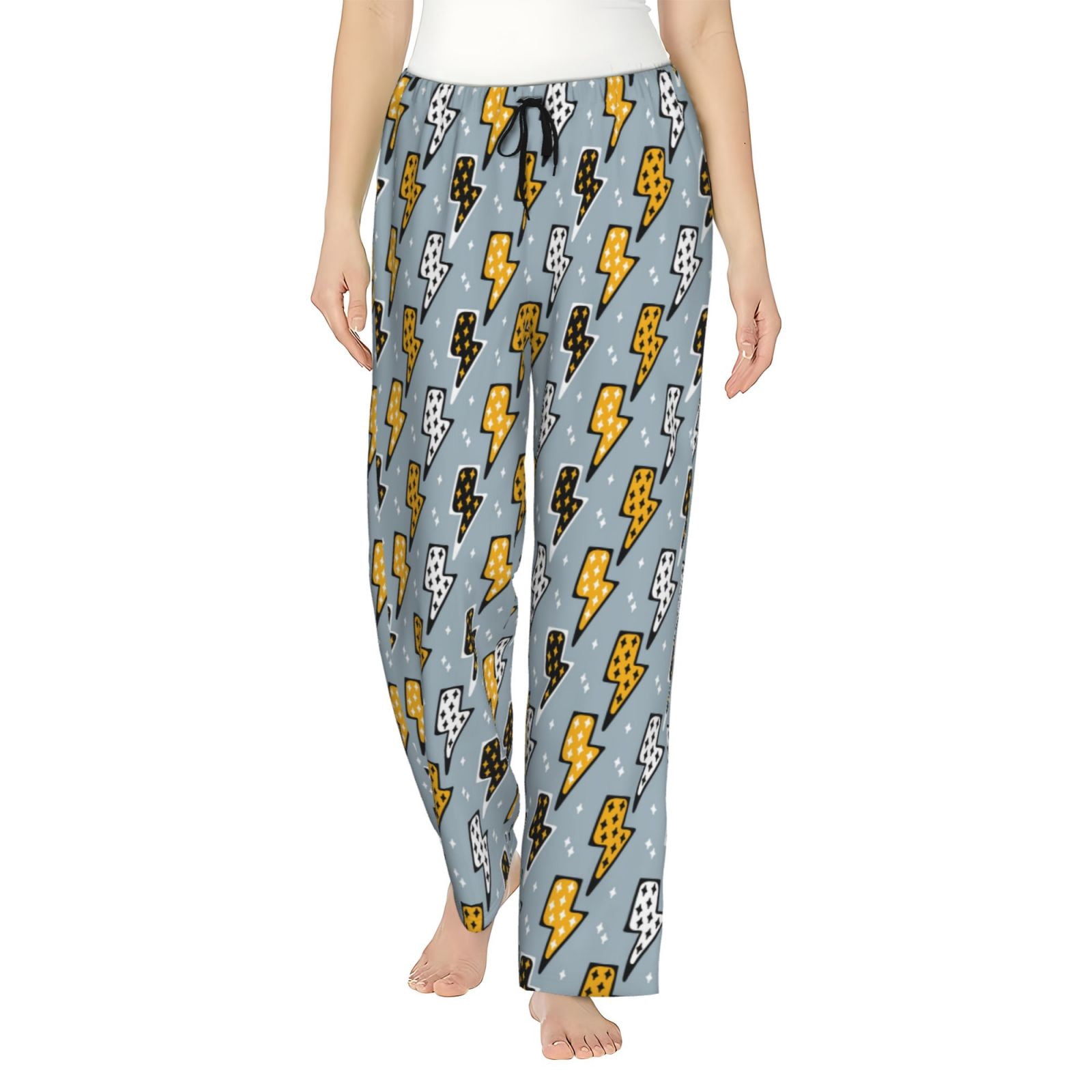 PJ Salvage Stormy Monday Lightning Bolt Banded Pants- Heather Grey
