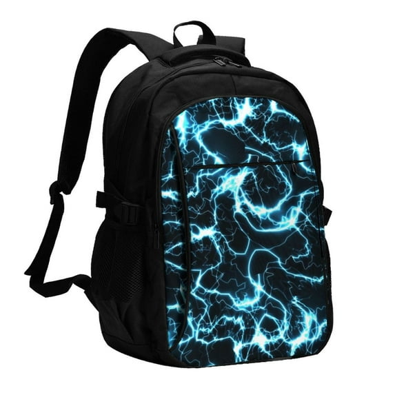 Yiaed Lightning Print Laptop Backpack,Business Travel Durable Laptops Backpack with USB Charging Port,Water Resistant College Computer Bag