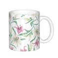 thumbnail image 1 of Yiaed Lilies Flowers Print Ceramics Coffee,Large Handle Design,Extra Large Tea and Coffee Cup for Office and Home Mugs, 1 of 6