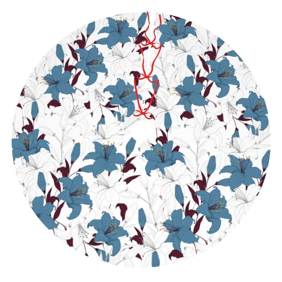 Yiaed Lilies Flowers Print Christmas Tree Skirt , Tree SkirtsTree Mat for Christmas Winter Holiday Indoor Decorations-30"