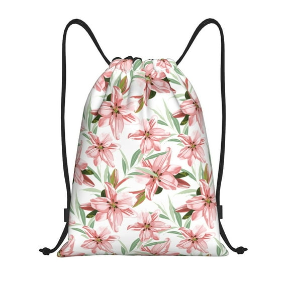 Yiaed Lilies Flowers Print Drawstring Bags Drawstring Backpack Bulk String Back Pack Gym Sport Bag-Small