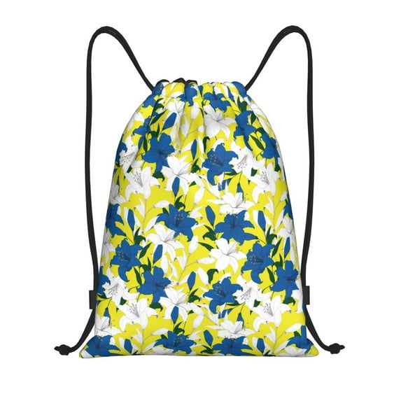 Yiaed Lilies Flowers Print Drawstring Bags Drawstring Backpack Bulk String Back Pack Gym Sport Bag-Small