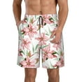 thumbnail image 1 of Yiaed Lilies Flowers Print Men's Swim Trunks with Lining Quick Dry Sports Shorts Beach Shorts Boardshorts-3X-Large, 1 of 5