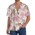 thumbnail image 1 of Yiaed Lilies Flowers Print Mens Casual Wrinkle Free Shirts Short Sleeve Button Down Summer Stretch Dress Shirt-Medium, 1 of 5