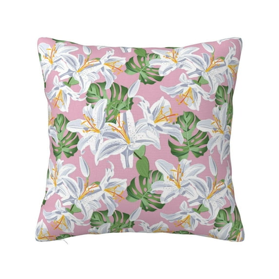 Yiaed Lilies Flowers Print Pillow Covers Super Soft Decorative Square Throw Pillow Covers Case Cushion Covers for Sofa Couch Bedroom Car Decor(No pillow core)-16"x16"