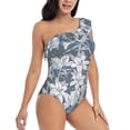 thumbnail image 1 of Yiaed Lilies Flowers Print Women One Piece Swimsuits Tummy Control One Shoulder Bathing Suits Pattern Ruffle Swimwear-Small, 1 of 8