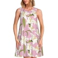 thumbnail image 1 of Yiaed Lilies Flowers Print Women's Sleeveless Dress, Loose Fit Summer Dress, Casual Sleeveless Dress for Women, 1 of 7