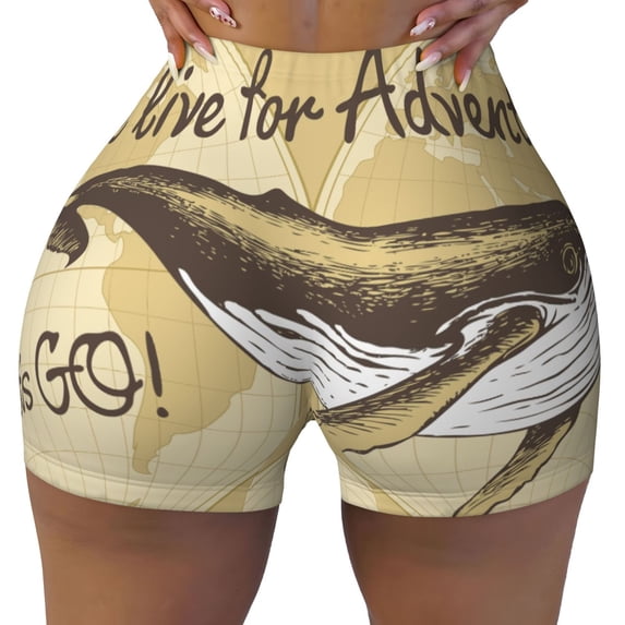 Yiaed We Live for Adventure Print Women's Athletic Shorts Running Shorts Sporty Short High Waisted Elastic Workout Shorts for Yoga Gym Running & Sports -XX-Large
