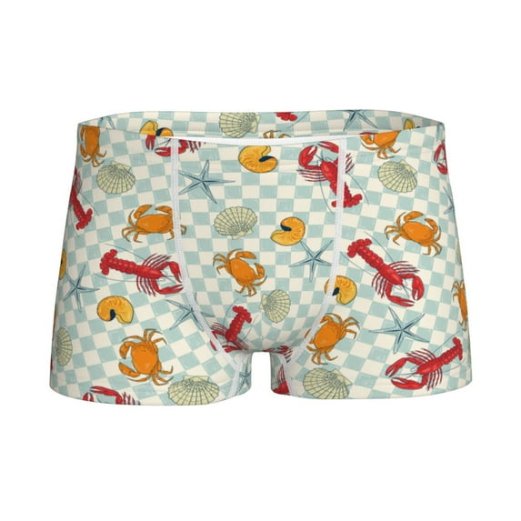Yiaed Lobster Sea Shell Print Boys' Boxer Briefs Cotton Casual Stretch Comfort Boys Boxers - Kids Boxer Briefs Underwear for Boys (6-18)-Medium