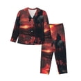 thumbnail image 1 of Yiaed Lone Rider Under Red Sky Print Pajamas Women's Long Sleeve Sleepwear Soft Button Down Loungewear Pjs Lounge Set Nightwear Womens Pajama Pants-Large, 1 of 7