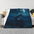 thumbnail image 1 of Yiaed Lonely Night Wolf Print Blanket Throw Blanket Soft Cozy Flannel Blanket for Home Bed Sofa Couch Chair-50"x40", 1 of 6