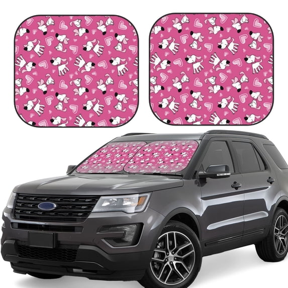 Yiaed Love Dog Print Car Front Windshield Sun Shade,Foldable Anti-UV Car Sunshade for Front Window for Most Vehicles-Large