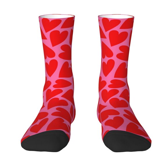Yiaed Love Heart Print Great elasticity Crew Socks Sports socks for Men and Women