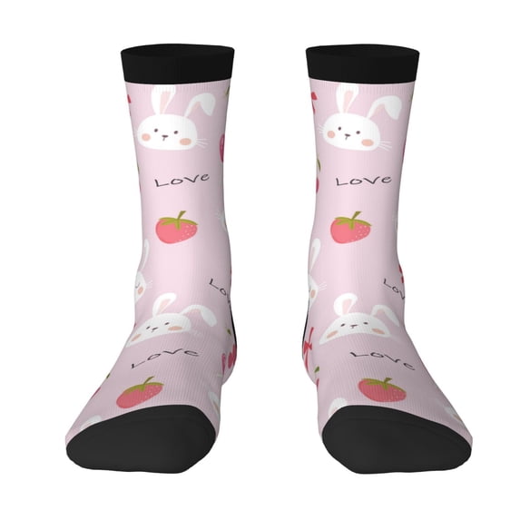 Yiaed Love Rabbit Print Great elasticity Crew Socks Sports socks for Men and Women