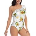 thumbnail image 1 of Yiaed Lovely Avocado Print Women One Piece Swimsuits Tummy Control One Shoulder Bathing Suits Pattern Ruffle Swimwear-Medium, 1 of 8