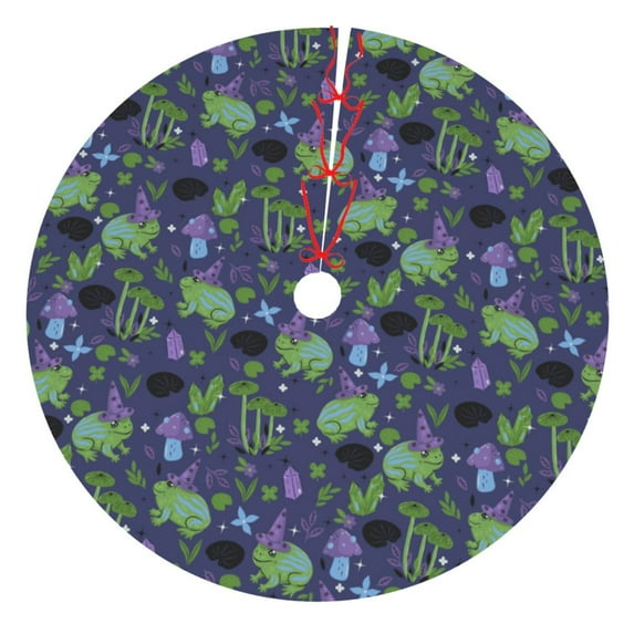 Yiaed Magic Toads in Hats Print Christmas Tree Skirt , Tree SkirtsTree Mat for Christmas Winter Holiday Indoor Decorations-36"