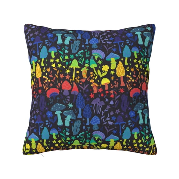 Yiaed Magical Mushrooms and Flowers Print Pillow Covers Super Soft Decorative Square Throw Pillow Covers Case Cushion Covers for Sofa Couch Bedroom Car Decor(No pillow core)-20"x20"