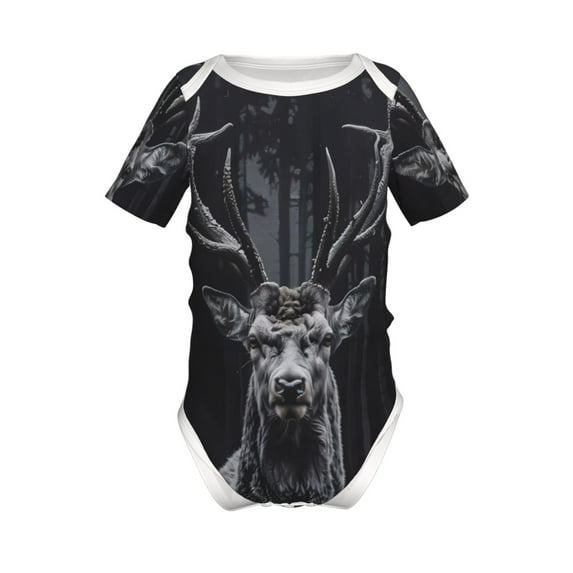 Yiaed Majestic Forest Stag Print Infant Climbing Short Sleeve Onesie One-Piece Baby Bodysuit Clothes 0-12 Months -18 Months