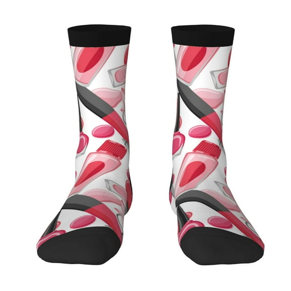 Yiaed Makeup Print Great elasticity Crew Socks Sports socks for Men and Women