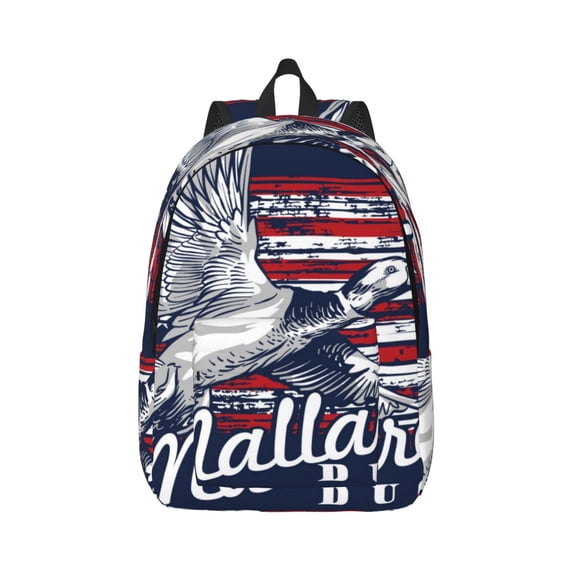 Yiaed Mallard Duck With American Flag Print Backpack, Premium Laptop Backpack, Travel Backpack for Women, Lightweight Backpacks, Comfortable Back Pack-Medium