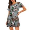thumbnail image 1 of Yiaed Mallard Ducks Swimming Print Women's Loose-Fit Short Sleeve Nightgown, Soft and Comfortable Sleep Dress for Relaxation and Sleepwear, 1 of 6