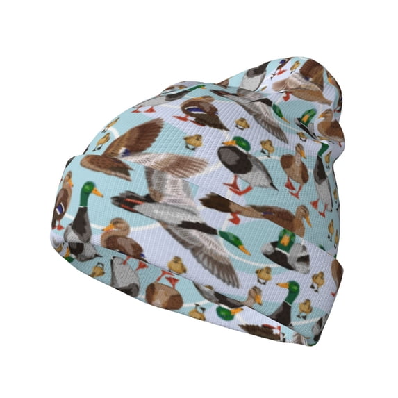 Yiaed Mallard Ducks Wild Birds1 Print Winter Beanie for Men Women, Fleece Lined Beanie Soft Warm Knit Hat Ski Stocking Cuffed Ca