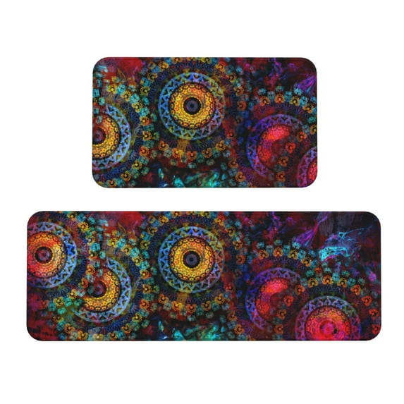 Yiaed Mandala Colorful Kitchen Rugs Sets of 2 Kitchen Mats Cushioned Anti Fatigue Kitchen Rug Tapetes Para Cocina for Sink,Laundry Room