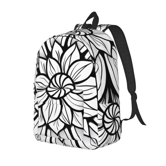 Yiaed Mandala Floral Line Art Print Laptop Backpack Travel Canvas Backpack Vintage Aesthetic Backpack for School Knapsack Plain Backpack Backpack for School-Small