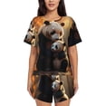 thumbnail image 1 of Yiaed Maple Forest Panda Print Short Sleeve Pajama Sets for Women Casual Crew Neck 2 Piece Lounge Sets Women's Short-Sleeved Pajama-Small, 1 of 5