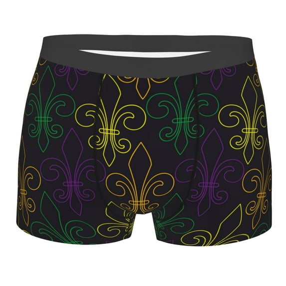 Yiaed Mardi Gras Carnival Print Men's Soft Cotton Boxer Shorts Breathable Boxers Underwear Moisture-Wicking Underwear Stretch Boxer Briefs for Man-Small