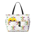 thumbnail image 1 of Yiaed Mardi Gras Carnival1 Print Large Capacity Beach Travel Bag - Waterproof Zipper Vacation Tote for Sandproof Storage, and Camping, 1 of 5