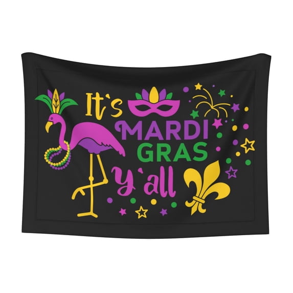 Yiaed Mardi Gras with Flamingo Print Dog Blankets-Cat Blanket Washable for Couch Protection,Puppy Blanket, Soft Plush Reversible Throw Furniture Protector-Medium