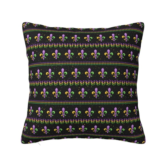 Yiaed Mardi Gras Fleur de Lis Print Pillow Covers Super Soft Decorative Square Throw Pillow Covers Case Cushion Covers for Sofa Couch Bedroom Car Decor（No pillow core）-12"x12"