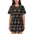 thumbnail image 1 of Yiaed Mardi Gras Fleur de Lis Print Short Sleeve Pajama Sets for Women Casual Crew Neck 2 Piece Lounge Sets Women's Short-Sleeved Pajama-3X-Large, 1 of 5