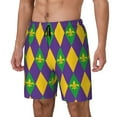 thumbnail image 1 of Yiaed Mardi Gras Print Mens Swim Trunks Bathing Suit Compression Liner Beach Swim Shorts Swimwear Quick Dry Zipper Pocket No-Chafing Board Short-Small, 1 of 6