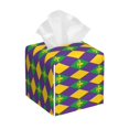 thumbnail image 1 of Yiaed Mardi Gras Print Tissue Box Cover, PU Leather Decorative Organizer for Tabletop, Bathroom, Car, Office Creative Decorative, 1 of 7