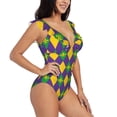 thumbnail image 1 of Yiaed Mardi Gras Print Women's Ruffled One Piece Swimsuit V Neck Swimwear Slimming Monokini for Woman-XX-Large, 1 of 8